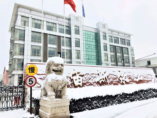 大雪覆蓋道路，員工合力鏟雪
